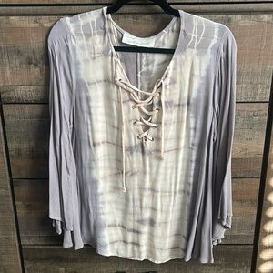 Tie dye lace up shirt